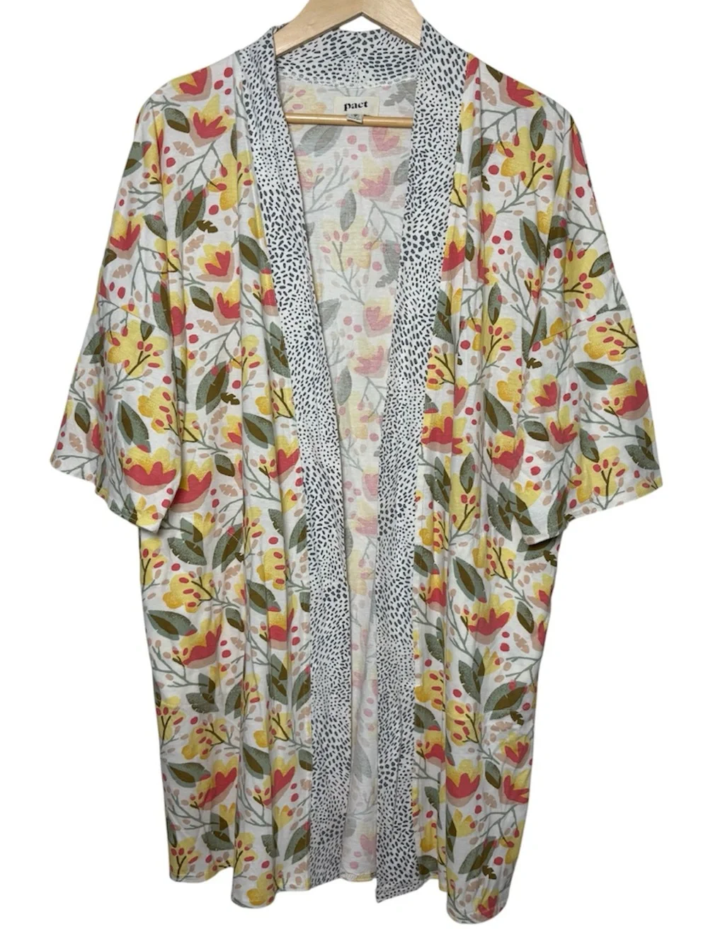 Pact Organic Staycation Robe Kimono Small Pajama Lounge Pockets Granola Minimal